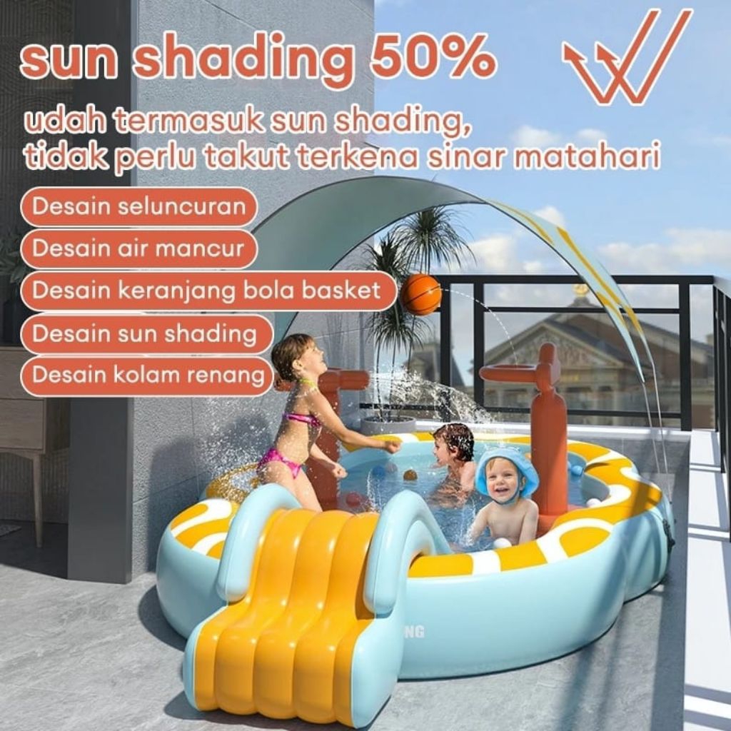 Kolam Renang Anak Perosotan Jumbo 5 in1 Perosotan karet untuk kolam renang anak jumbo