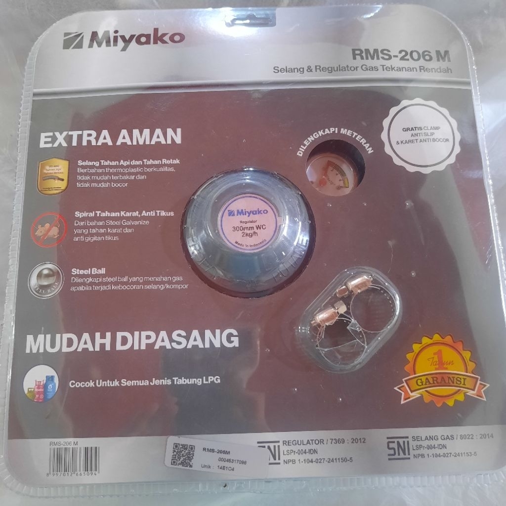Miyako Regulator dan selang gas RMS 206