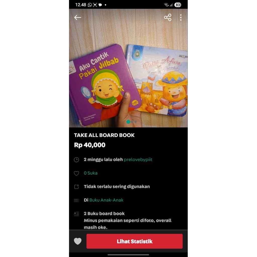 PRELOVED BUKU ANAK BOARD BOOK