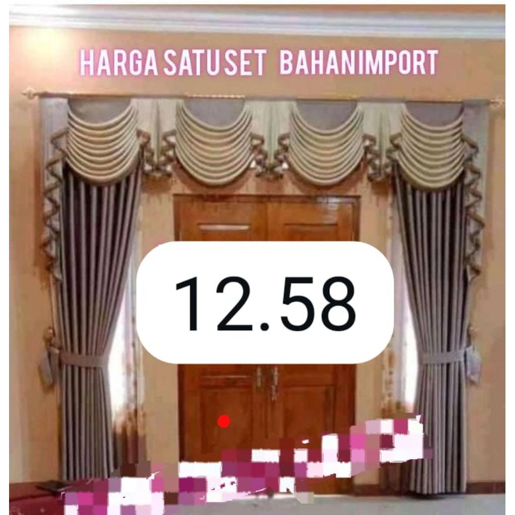 Gorden Poni gelombang Sepanyol mewah Gorden pintu kamar poni Tirai jendela