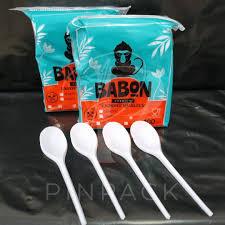 Sendok Makan Plastik Putih Merk Babon, kcs S / Sendok Plastik babon, kcs