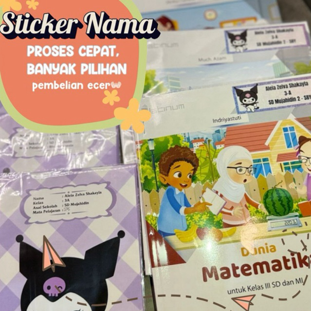 

STICKER LABEL NAMA BUKU SEKOLAH BUKU PELAJARAN ANAK ANAK