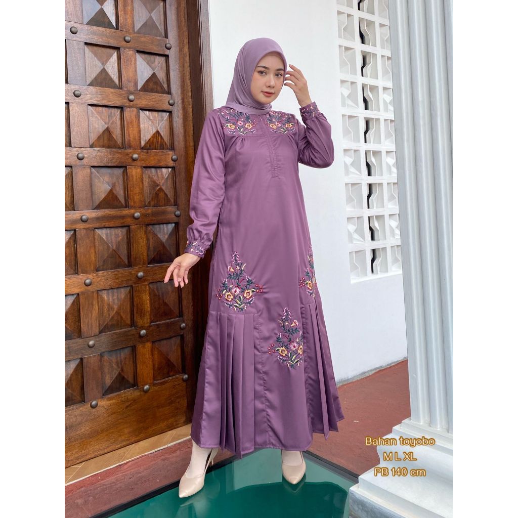 GAMIS WANITA BORDIR TERBARU 2026 MADINA TUGPA BAHAN KATUN TOYOBO PREMIUM BORDIR KOMPUTER