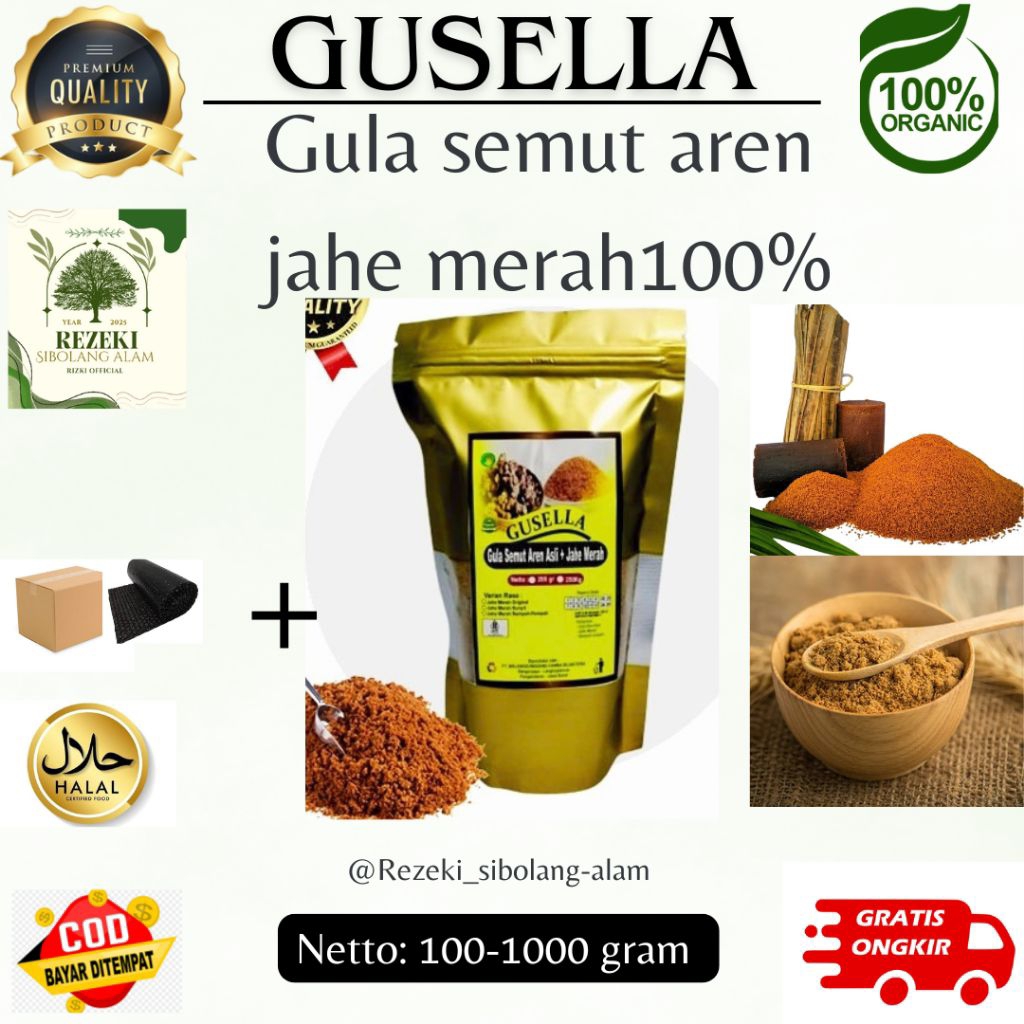 

Gula Aren Semut / Nira Aren Bubuk jahe merah 1Kg