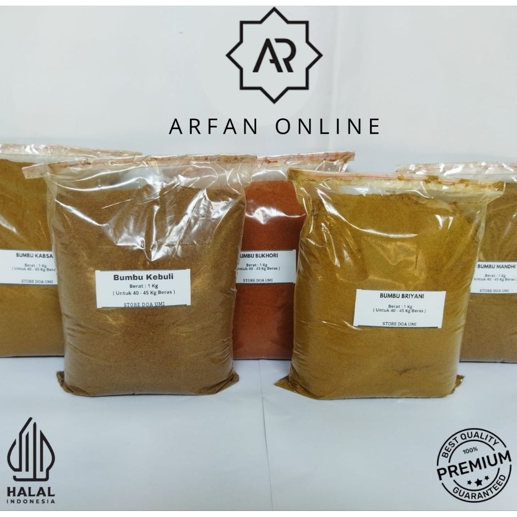 

Bumbu instan nasi kebuli/briyani/Bukhori/kabsah/mandi ukuran 1 kg untuk 40 kg beras