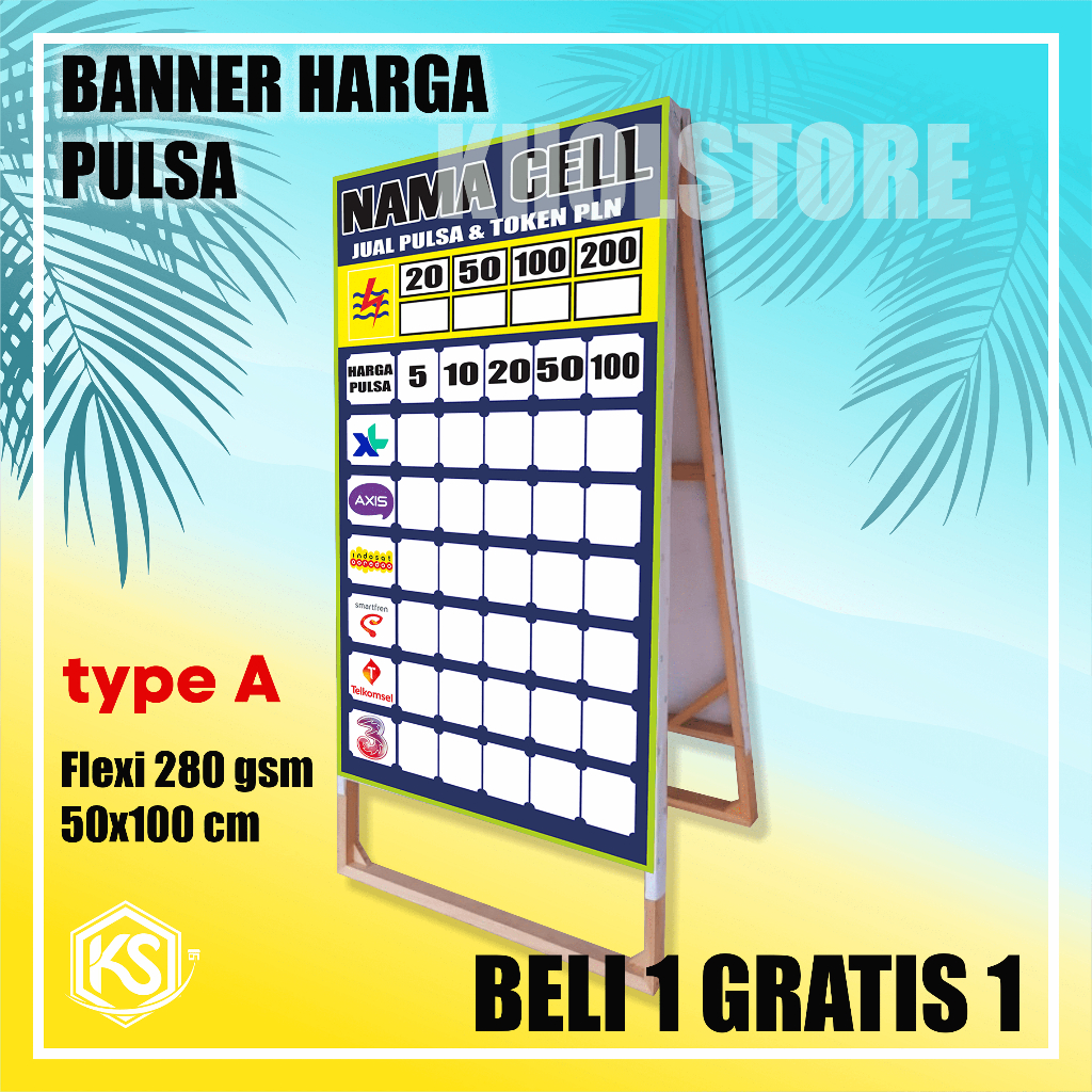 BANNER / SPANDUK HARGA PULSA | BELI 1 GRATIS 1