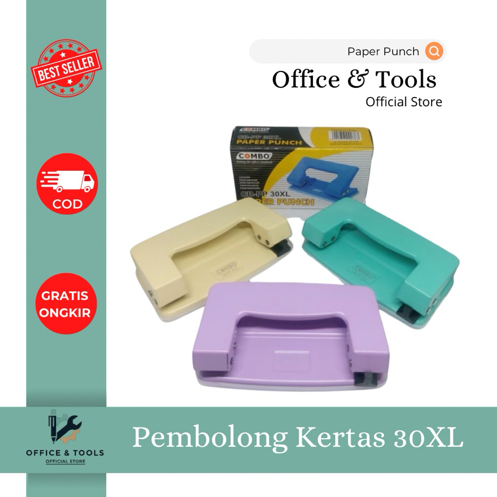 

Pembolong Kertas 2 Lubang Combo 30XL Paper Punch Pelubang Kertas Office & Tools