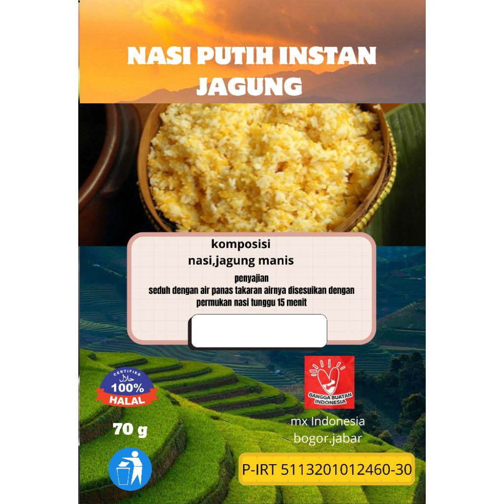 

NASI PUTIH INSTAN JAGUNG 70 G