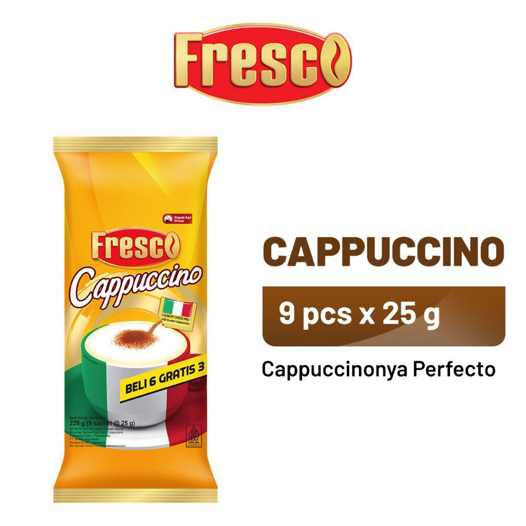 

Fresco Cappuccino Kopi Mix 3 in 1 (9 x 25 gr)