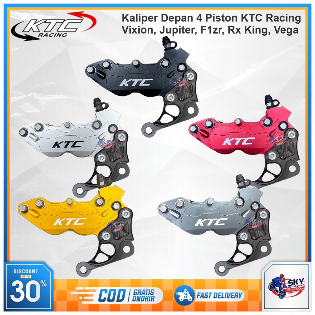 Kaliper Depan KTC Racing 4 Piston Vixion F1ZR Jupiter Rx King Nouvo Disc 300mm Original