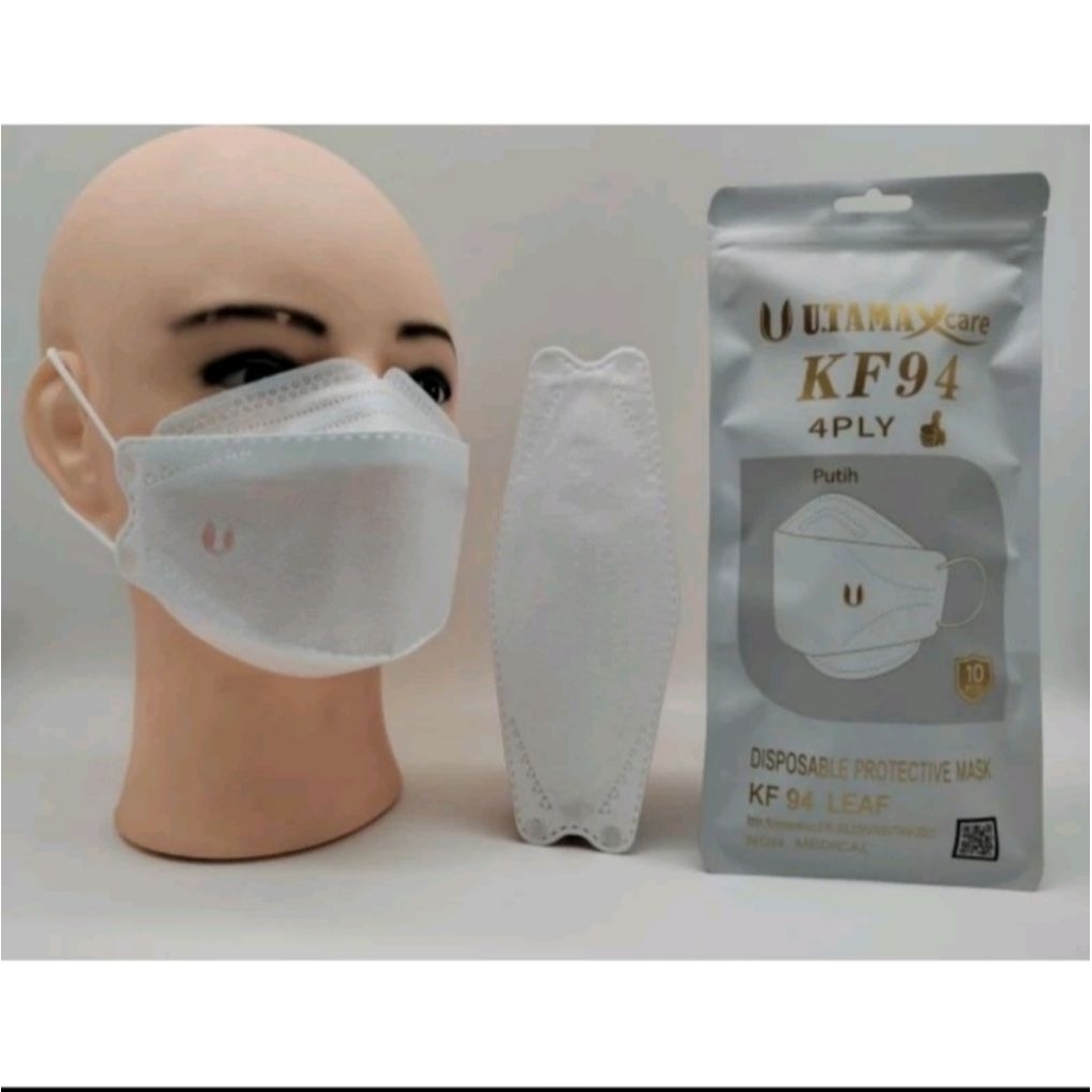 (Paket 10 Pack isi 100 Pcs) Masker KF94 UTAMA 4PLY/Masker KF94 Utamax Care/MOUSON/I CARE /KOREA 1 Pa
