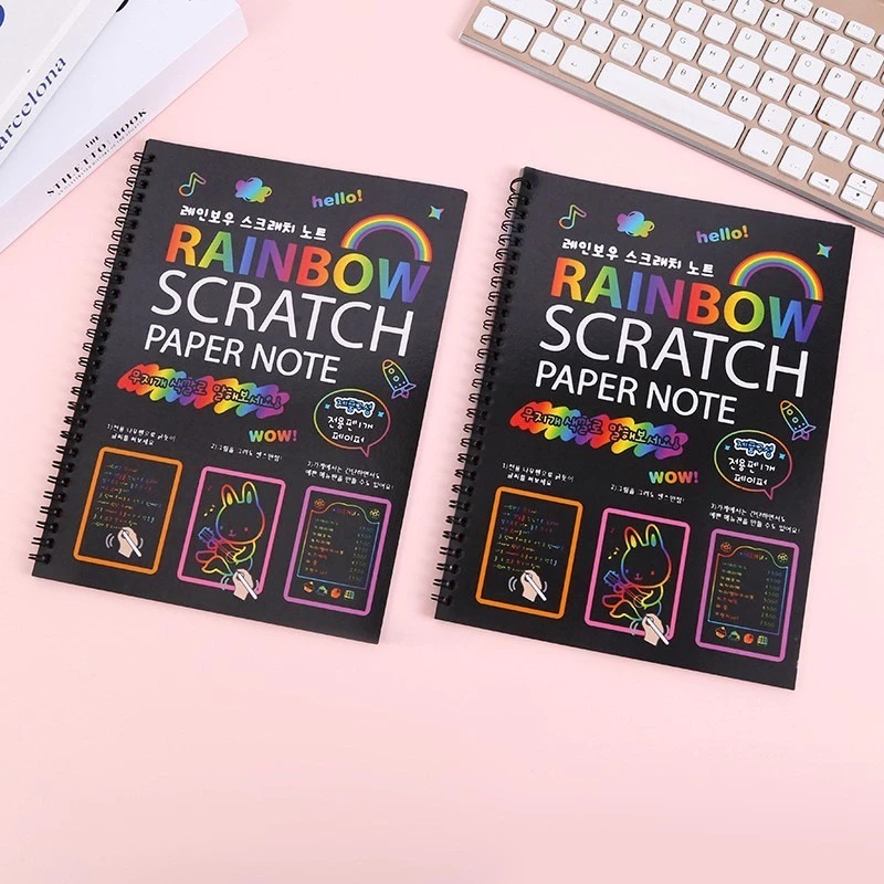 

Kiddypicks Magic Color Rainbow Scratch Paper Notebook 19x26cm – Buku Gores Warna Ajaib Anak Edukasi Kreatif