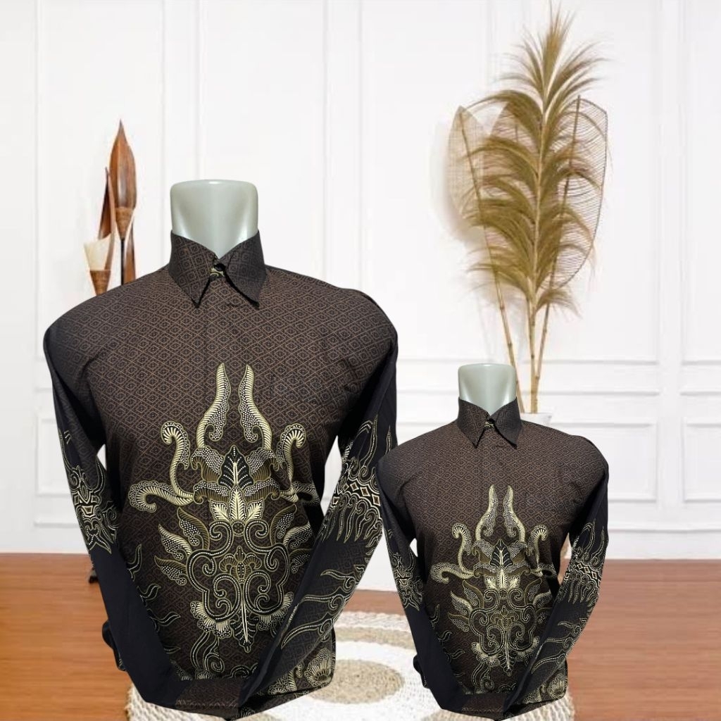 kemeja batik pria tangan panjang-batik coklat tua(MAHOGANY)-batik pria katun