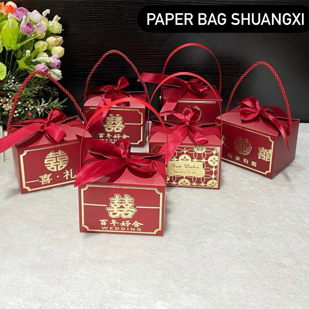 

Joyful Premium Paper Bag Maroon Merah / Kotak Permen Sangjit Teapai Red Wed / Kotak Handuk Hun Li Red wedding / Paper Bag ShuangXi / Perlengkapan Sangjit Wed Teapai Phangteh Handuk Box