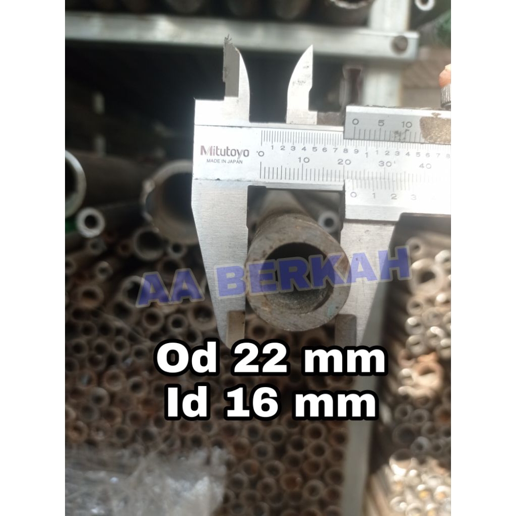 Pipa Besi Seamless Od 22 mm, Id 16 mm, Tebal 3 mm