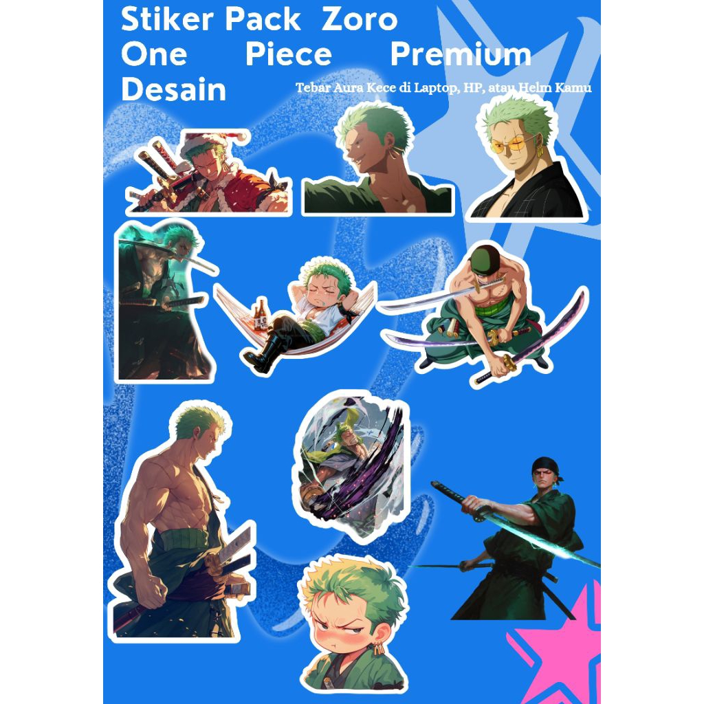 

Stiker Zoro One Piece Pack Premium | Desain Keren Anti Mainstream | Vinyl Waterproof