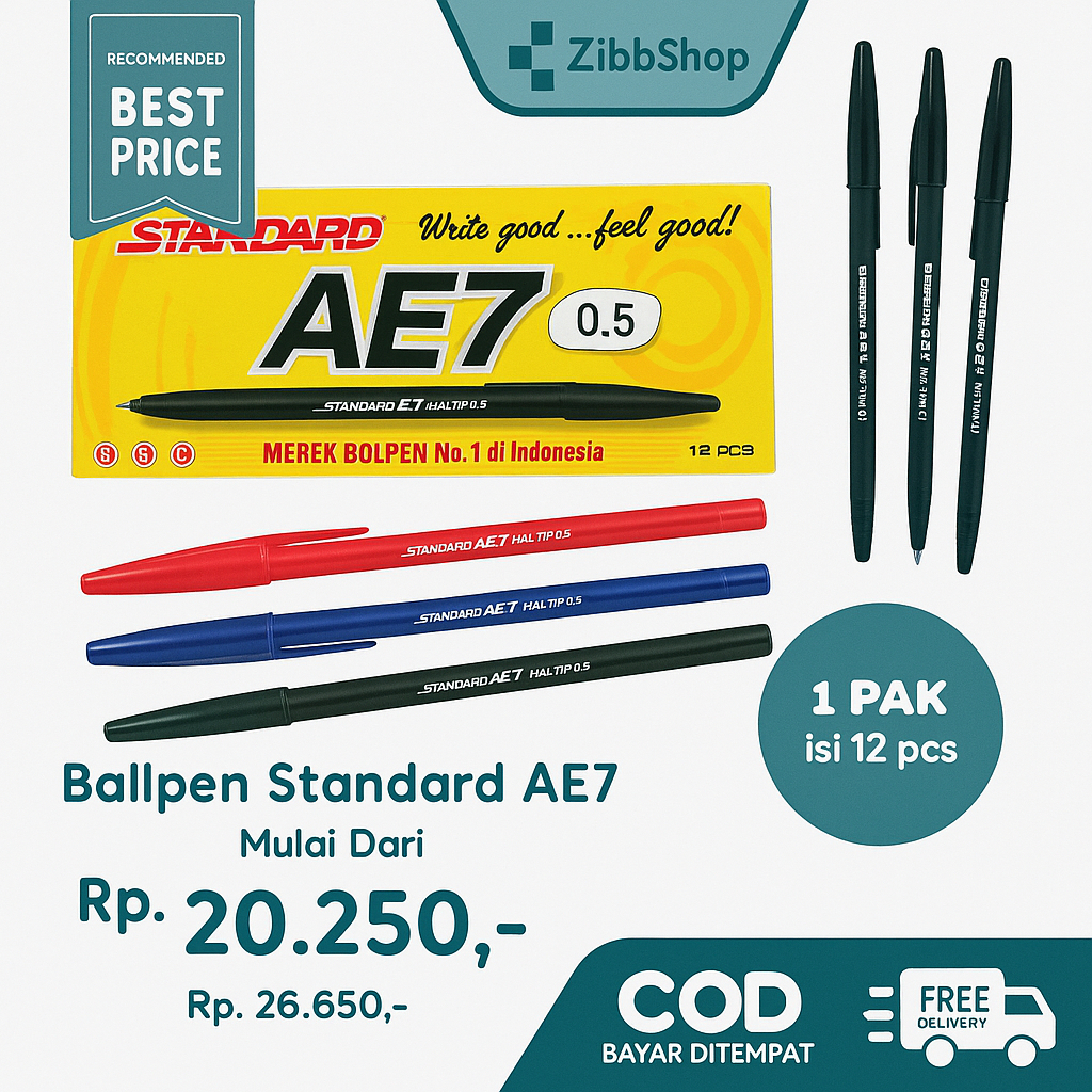 

Ballpoint / Pulpen Standard AE7 1 Pack / 12 Pcs