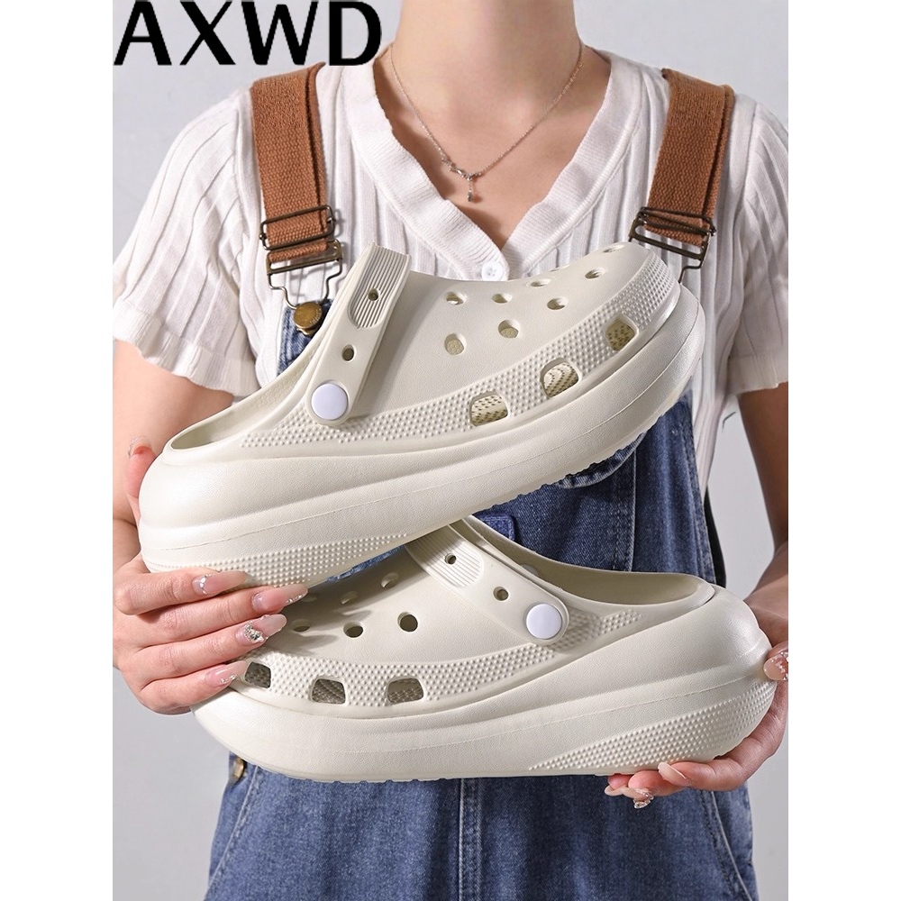 AXWD Cross Sandal Wanita Fuji Slop Wedges SendalCewek Selop Kekinian Casual Eva Empuk TaliBelakang A