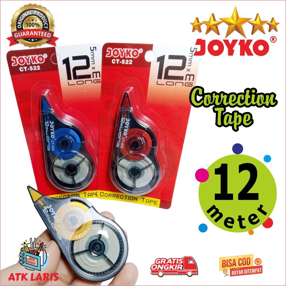 

TIPE-X ROLL JOYKO , CORRECTION TAPE JOYKO TIP EX PITA KOREKSI 5mm X 12 meter HARGAP 1 PCS