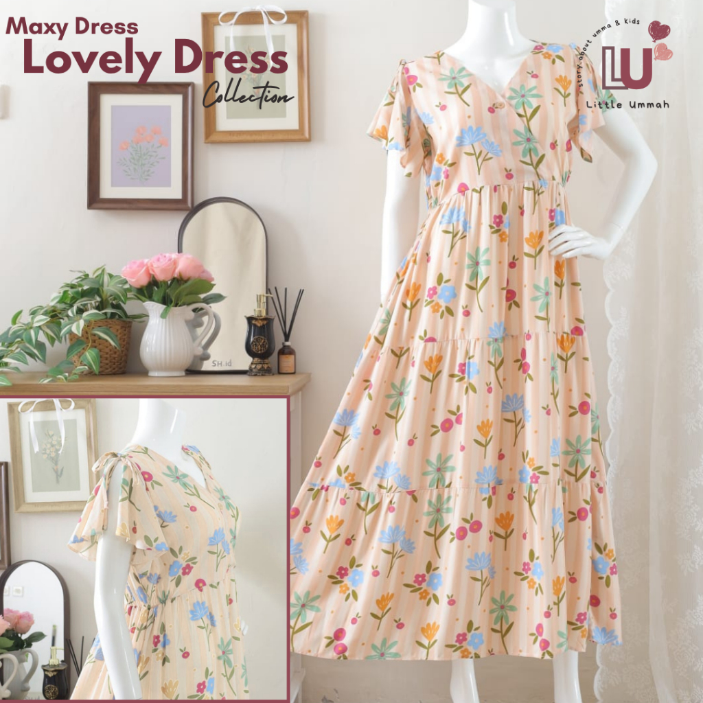 Little Ummah - LOVELY DRESS Daster Kimono Panjang Busui Friendly Daster Lengan Pendek Premium