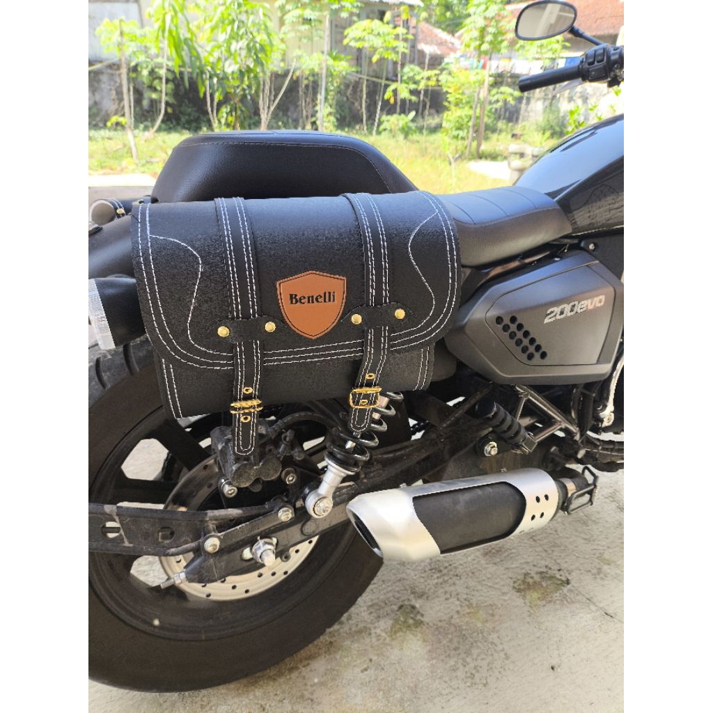 Tas Motor (Logo Benelli) untuk Benelli Motobi Evo 200/Yamaha XSR 155/Kawasaki W175 - Side Bag Motorc
