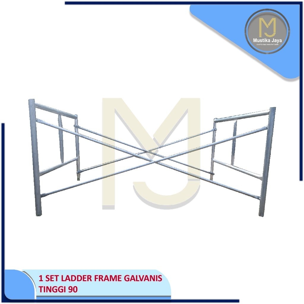 Ladder Frame 90 cm 1 Set Scaffolding Perancah Steger Besi Hitam - Galvanis