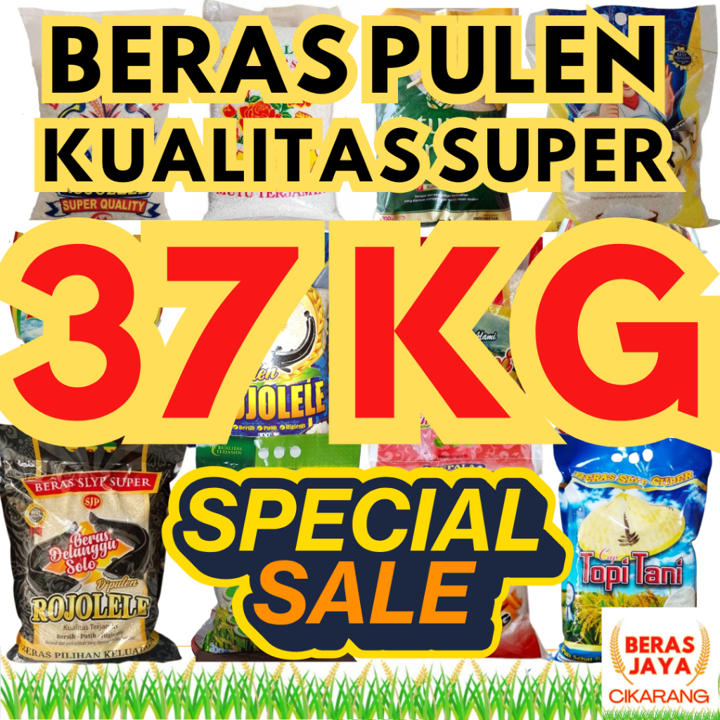 

(SPESIAL SALE SHOPEE!!) Promoo Beras Kualitas Terjamin Bersih Bebas Kutu Super Pulen 37 kg Murah