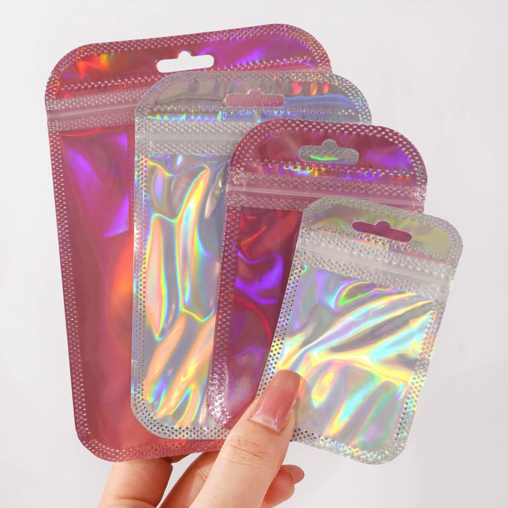 10pc Plastik Hologram Kilat Ziplock Aksesoris || Eceran Ziplock Hologram