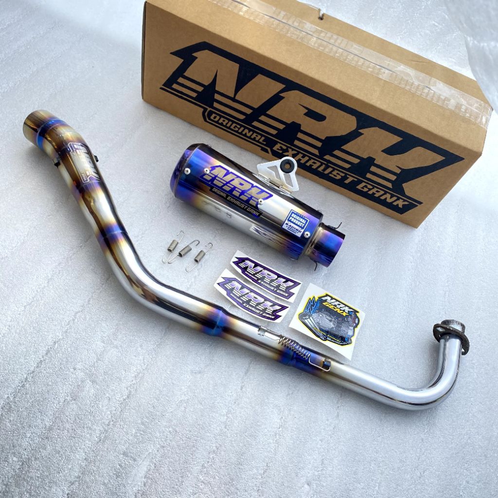 kenalpot racing origina nrk exhaust leher titanium kolong inlet 50mm cocok untuk motor supra x125 re