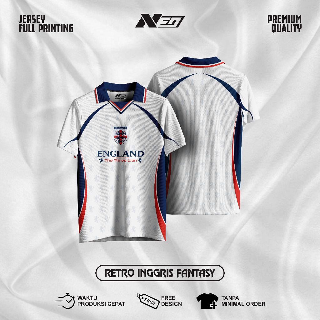 NeoSport | JERSEY ENGLAND RETRO FANTASY | JERSEY VINTAGE | JERSEY BOLA | JERSEY CASUAL