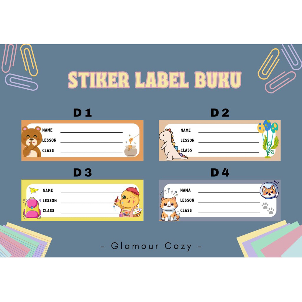 

Stiker Buku Costum Nama | Stiker Buku Sekolah | Custom Desain