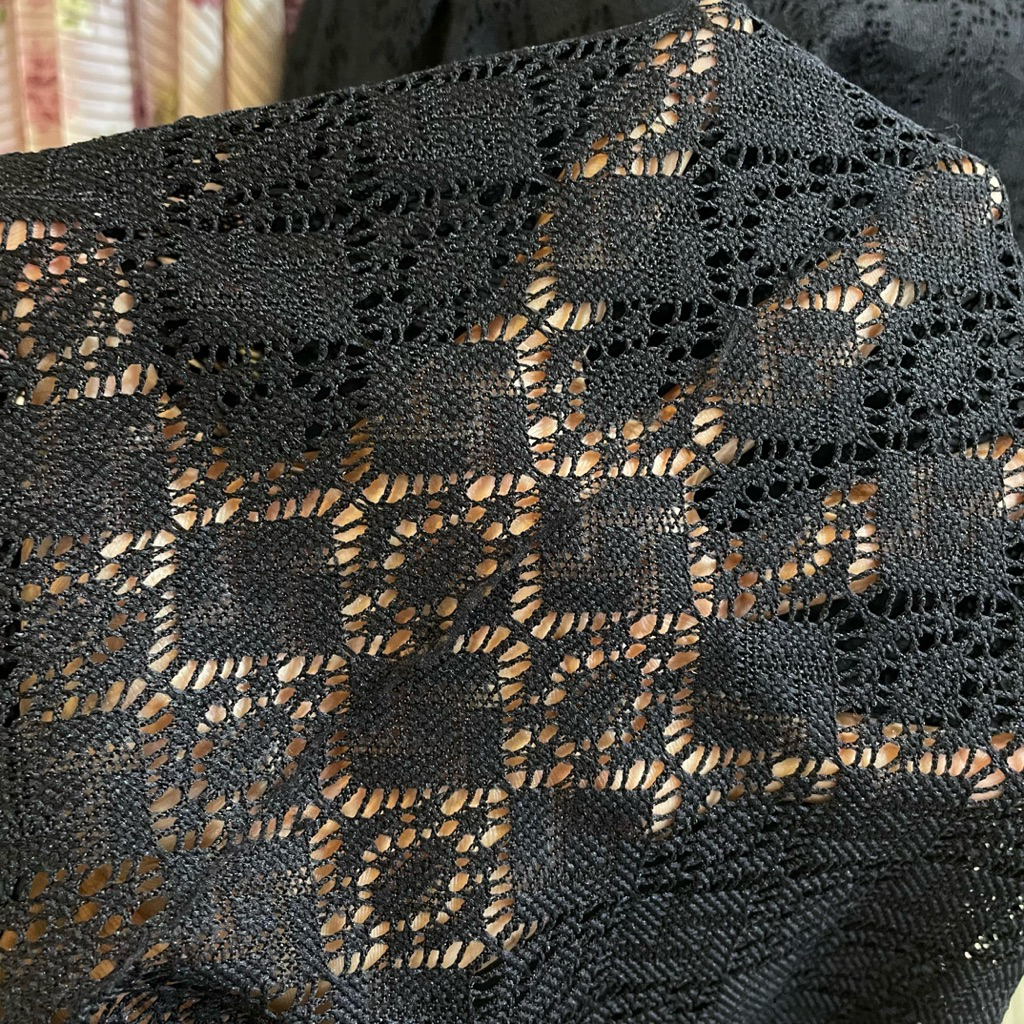 kain brokat semi prada - kain brokat mptif etnik premium - warna hitam - kain brukat motif premium a