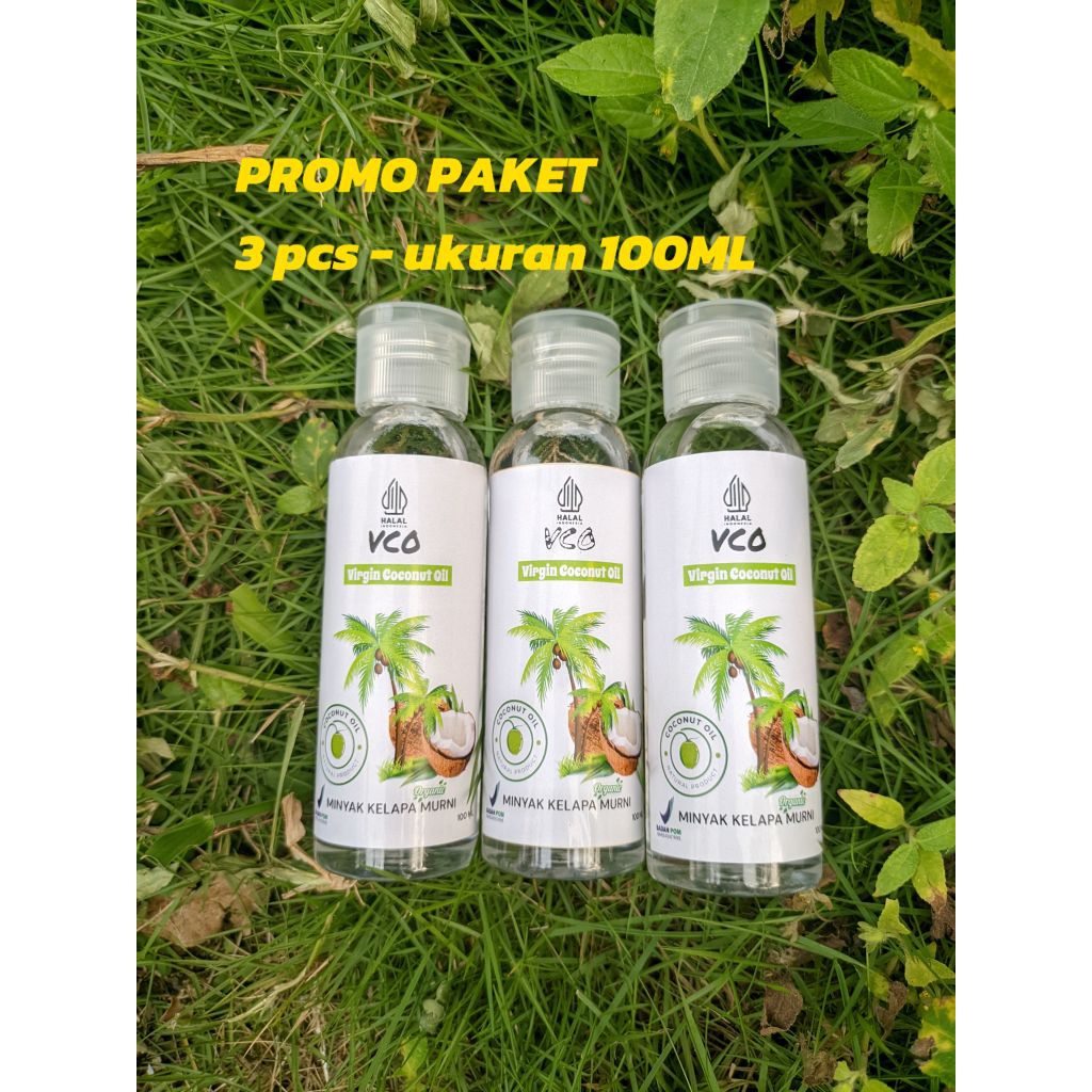 

Promo Paket 3 pcs 100-ML "VCO" Minyak Kelapa Murni 100% Asli