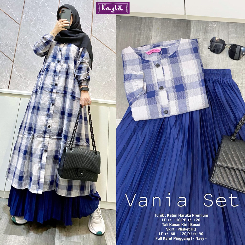 Alfihijabstore Set Tunik+ Rok Plisket ori KAYLA || 28.7 KAYANA VANIA MEDINA FEBRI LARISSA RALINE SOF