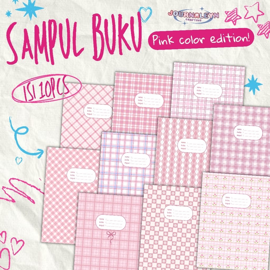 

JOURNALEYN Pink Color Edition Sampul Buku Lucu Aesthetic Sekolah Gingham Kotak-kotak Boss Sidu kwarto A5 dan B5