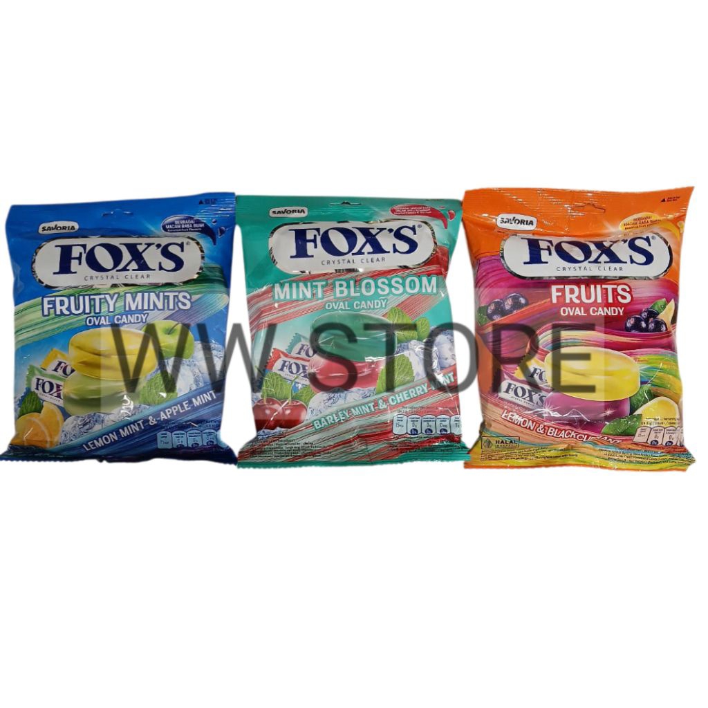 

Permen kembang gula kristal bening rasa mint & aneka buah halal MUI SAVORIA FOX'S FOXS FOX CRYSTAL CLEAR FRUITS FRUITY MINTS BLOSSOM Oval Candy 125g