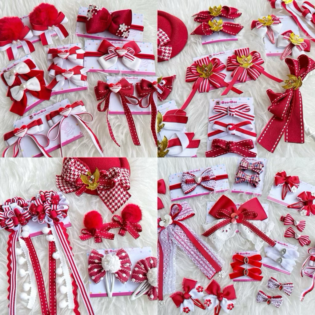 PITA RAMBUT MERAH PUTIH 1Pcs / JEPIT RAMBUT MERAH PUTIH KEMERDEKAAN HUT RI / PITA RAMBUT AGUSTUSAN /