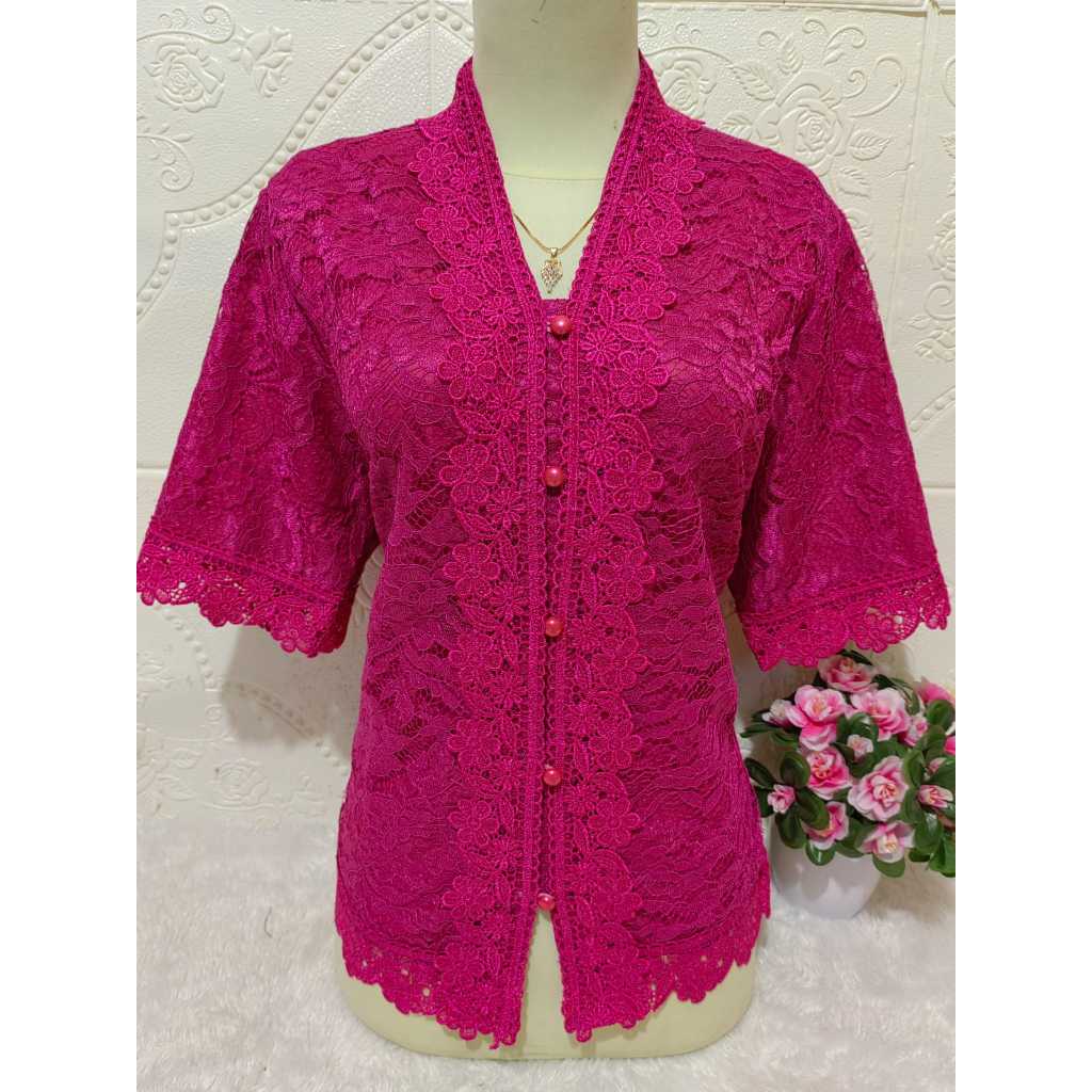 Atasan kebaya brokat blouse brokat Elghana lengan pendek Kebaya brokat/atasan elgana/8096 realpic