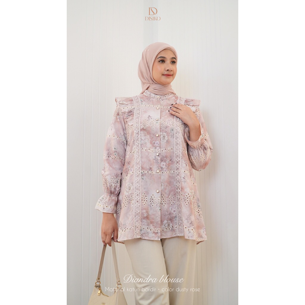 BLUS RENDA BORDIR TIFANY KEMEJA SALUR MIX BORDRI REMPELL RENDA KOTAK ORI DISIKO M L XL , Blus BESEll