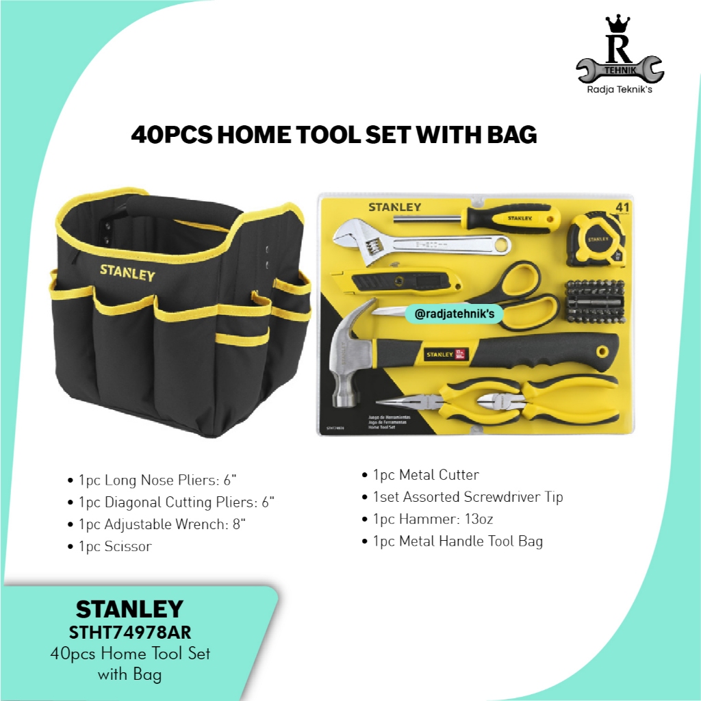 STANLEY  STHT74978AR 40pcs Home Tool Set  Tools Box Stanley  Alat Tukang Serbaguna