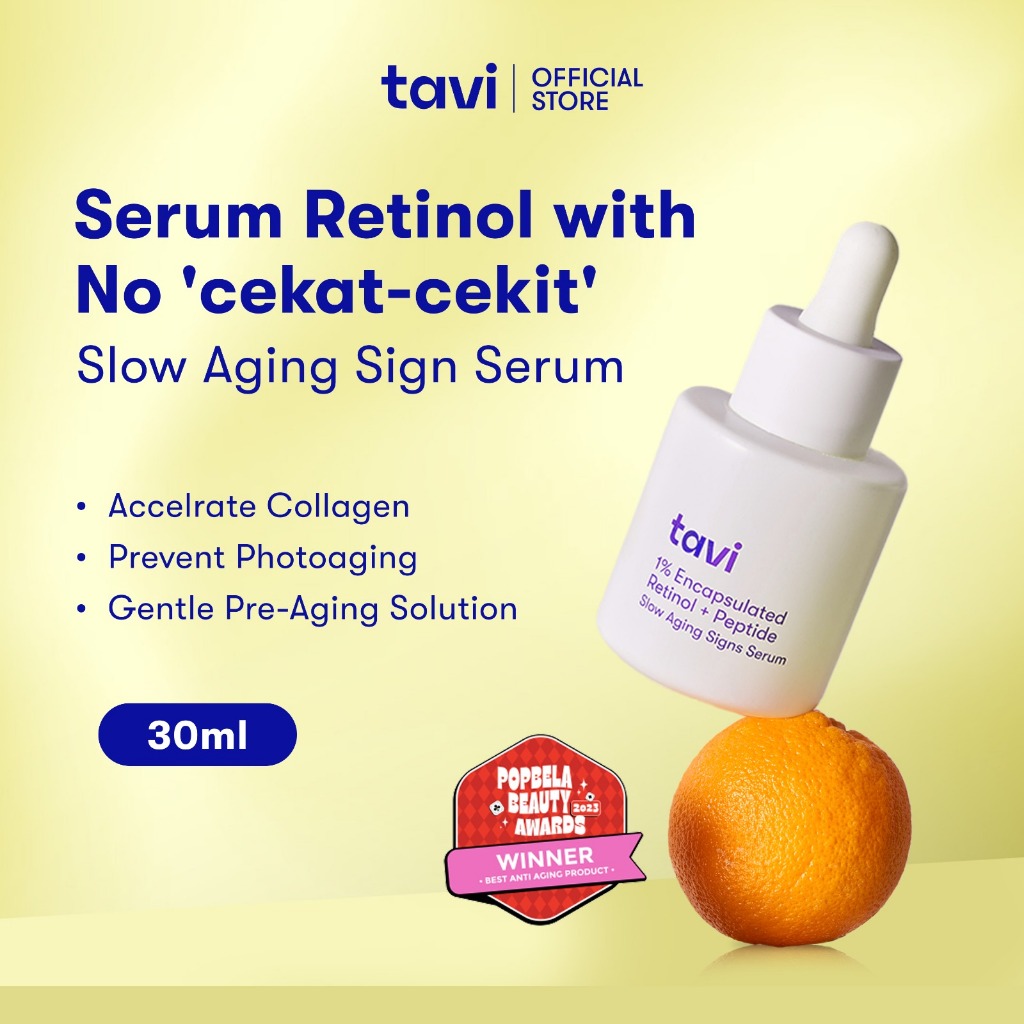 TAVI 1% Encapsulated Retinol + Peptide Slow Aging Signs Serum 30 ml - Retinol Lembut untuk Mencegah 