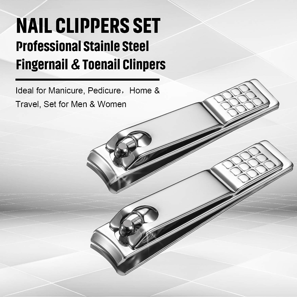 Gunting Kuku Kaki Tangan Stainless Steel Besar Silver Hitam Black Manicure Tajam Medium Large Jumbo Besar
