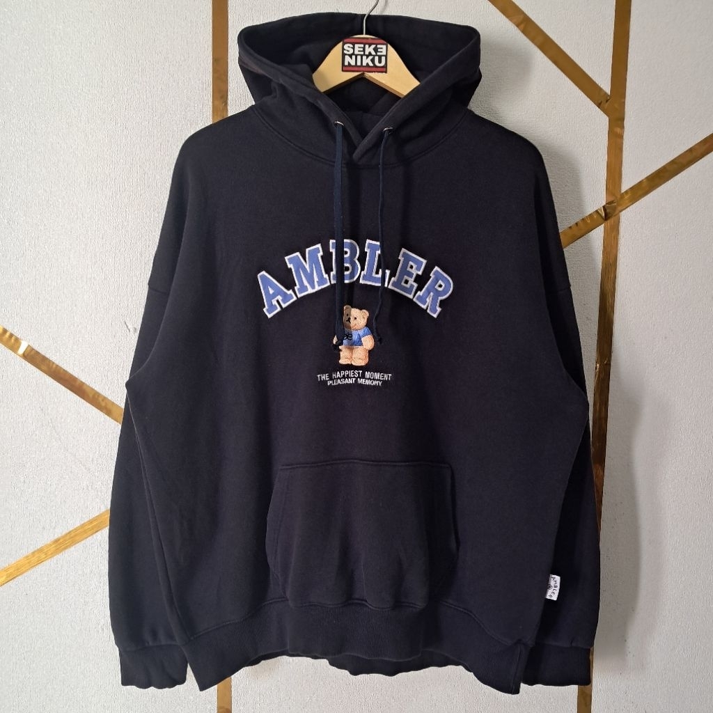 Hoodie AMBLER Bordir Bear bahan fleece
