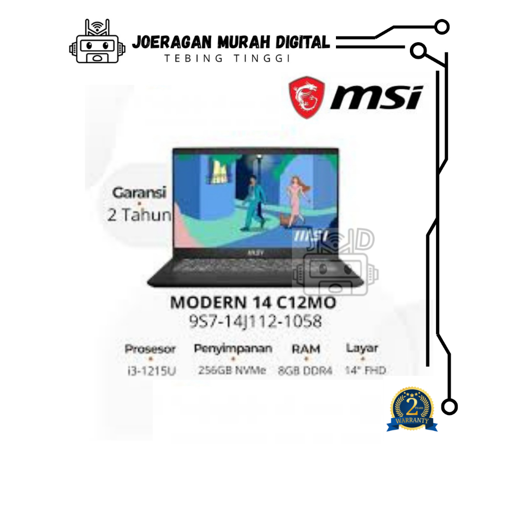 Laptop MSI Modern 14 C12MO i3-1215U 8GB/256GB SSD UHD Graphics 14" FHD IPS-Level