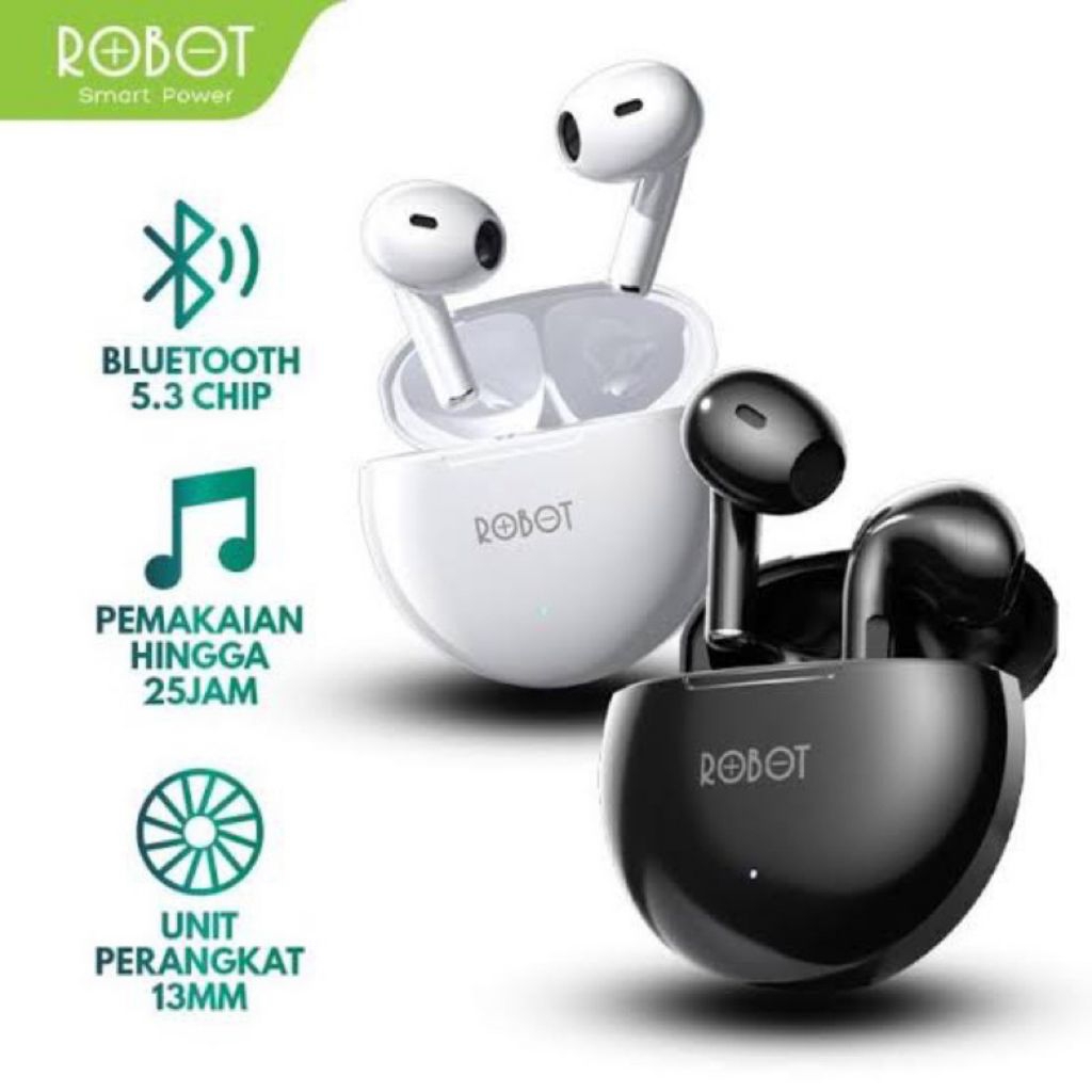 TWS Robot murah T10S TWS Robot T10S Robot Flybuds T10S Airbuds Robot - garansi resmi - T60 hitam