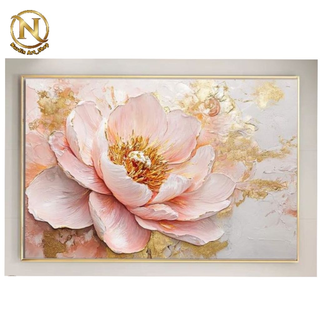Lukisan Bunga Peony Modern Plus Frame