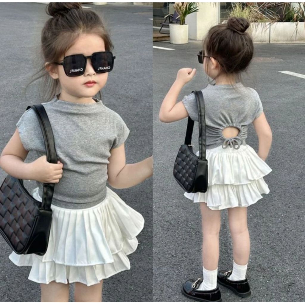 Baju kaos Vlor crop top anak usia 1 s/d 6tahun viral korean stylish