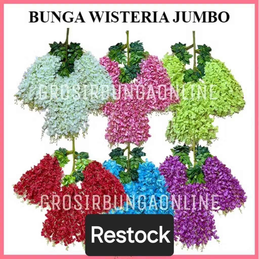 Artificial Bunga Wisteria Jumbo Gantung (1 lusin) / Wisteria Dekorasi Artificial
