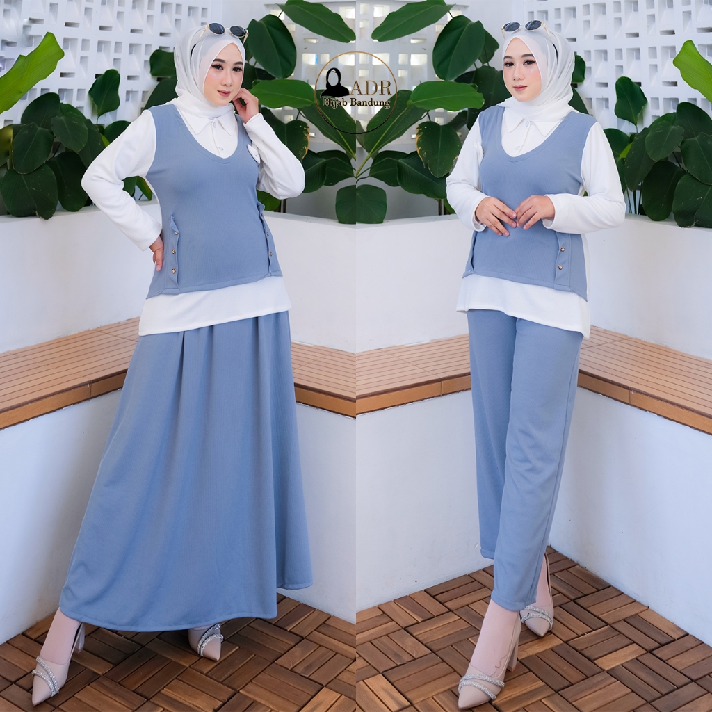 (ANR GAMIS BANDUNG) Eilish Set - Set Celana dan Rok Wanita - Setelan Wanita Formal Non Formal - One 