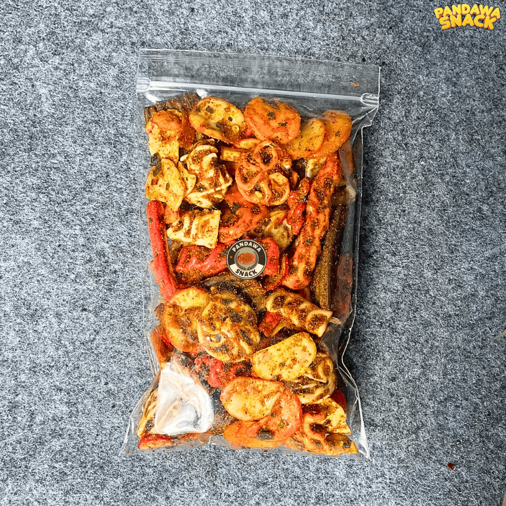 

Kerupuk Seblak Campur Mix 150gr Pedas Daun Jeruk